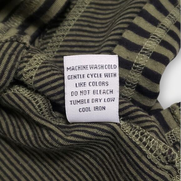 Habitat Artsy Asymmetric Cowlneck Tunic Top Green Black Stripe Sz XL Lagenlook - Picture 10 of 14